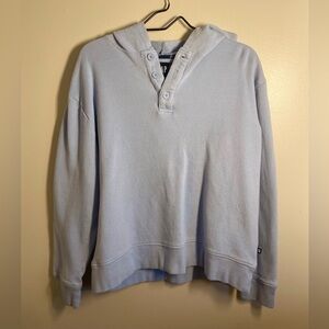 GAP Light Blue Hooded Knit Sweatshirt Cotton Henley Large EUC